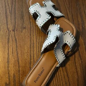 Pierre Dumas Cream and Brown Women's Sandals
